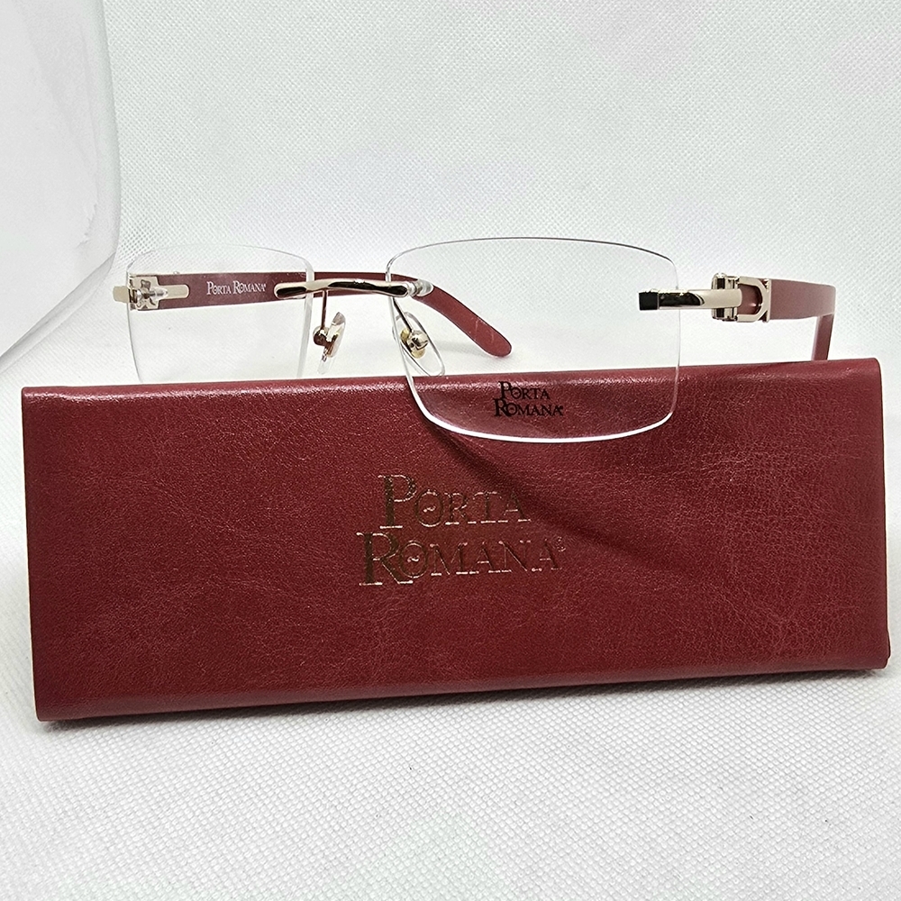 Porta Romana Red WOOD Eyeglasses with Case - Picture 1 of 8